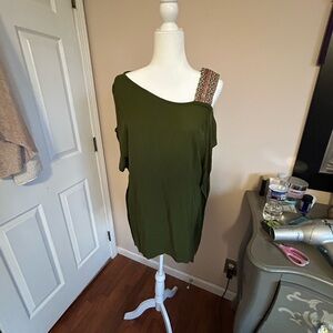 Olive Green One-Shoulder Women's cover up  with Embellished Strap